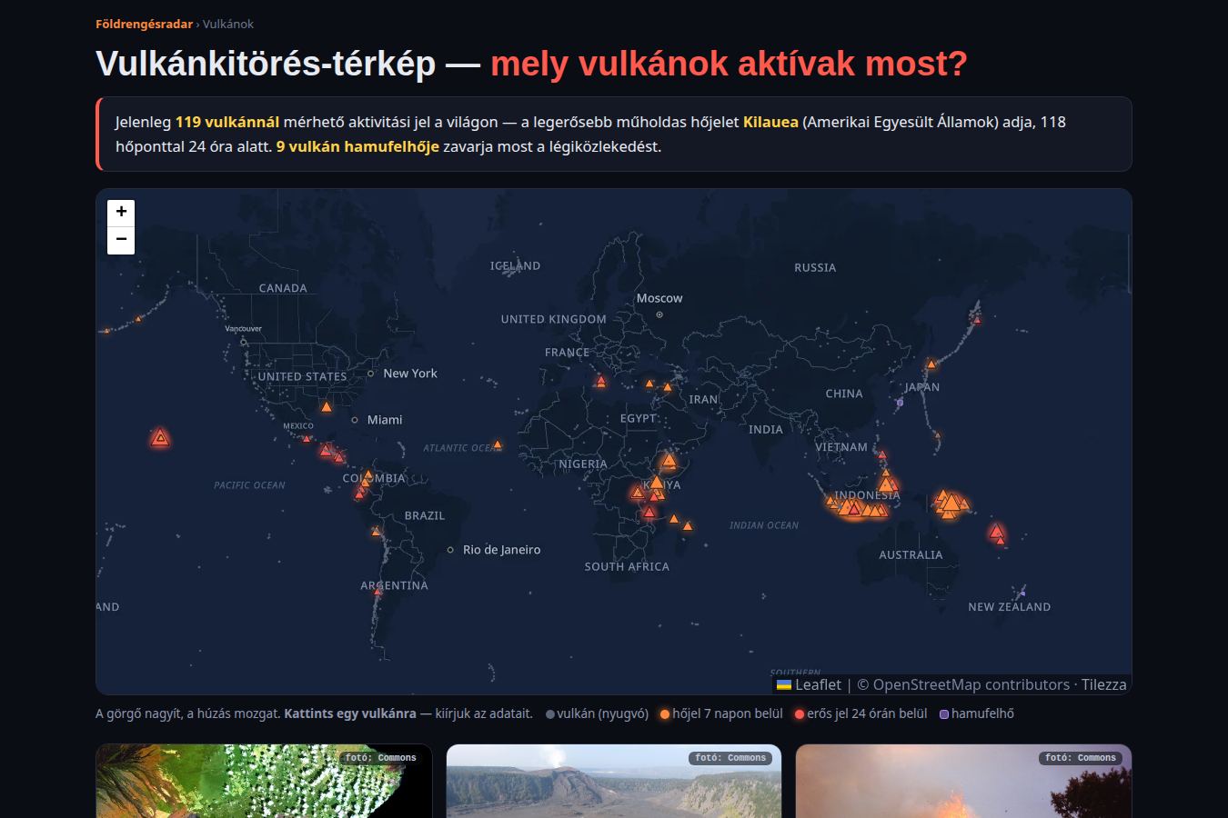 Vulkánok élő térképe
